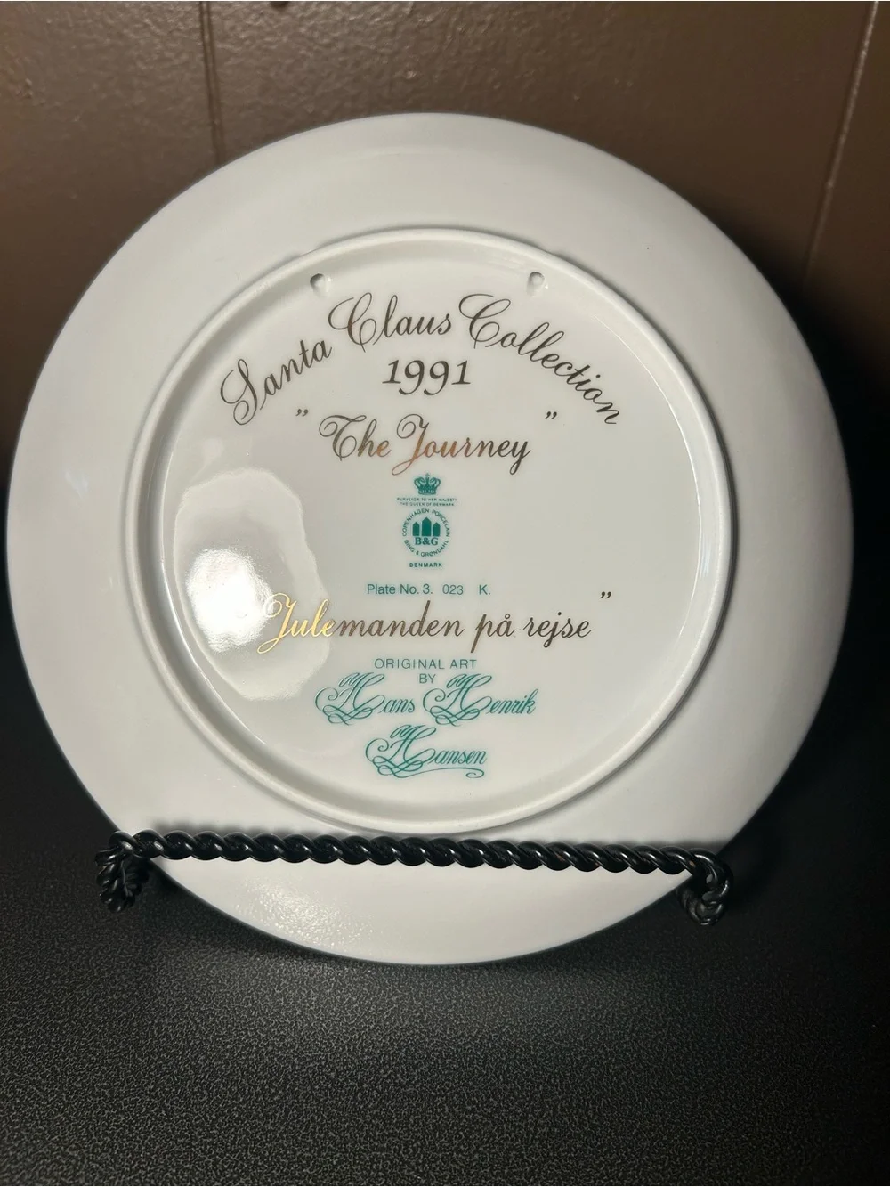 Vintage 1991 Bing and Grondahl Holiday Collectors Plate Santa Collection